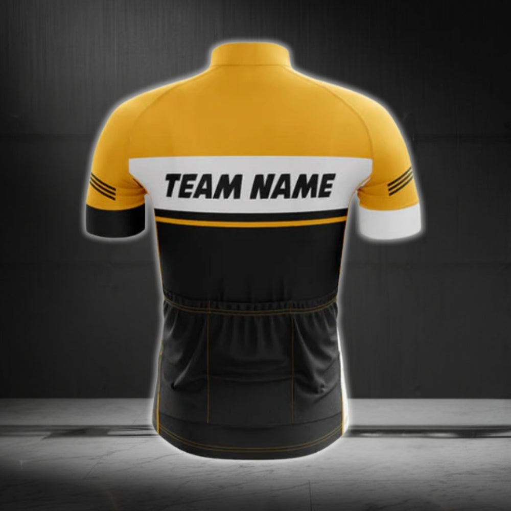 Custom Team Black Yellow Cycling Short Sleeve Jersey For Men, Custom Cycling Jerseys CG0504