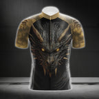 Black And Gold Dragon Cycling Jersey Short Sleeve Mens, Dragon Cycling Jerseys CG0381