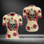 Ladies Flower Skull Cycling Short Sleeve Jersey, Skull Cycling Jersey For Women CG0870