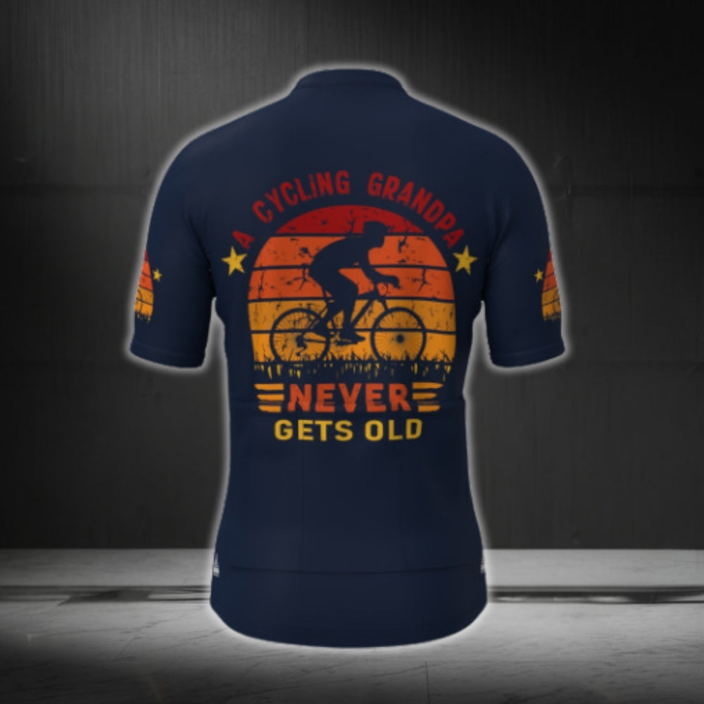 A Cycling Grandpa Never Gets Old Short Sleeve Men's Cycling Jersey, Funny Cycling Jerseys For Grandpa CG0355