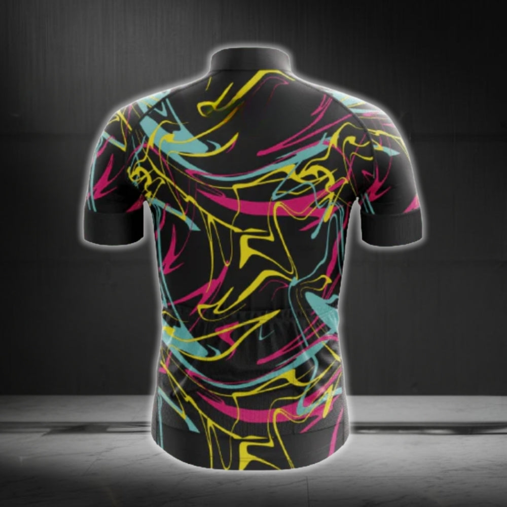 Multicolor Splash Cycling Short Sleeve Men Jersey, Cycling Jersey For Mens CG0612