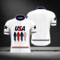 White Red Blue Men's Cycling Short Sleeve Jersey, Patriot Cycling Jersey CG0886