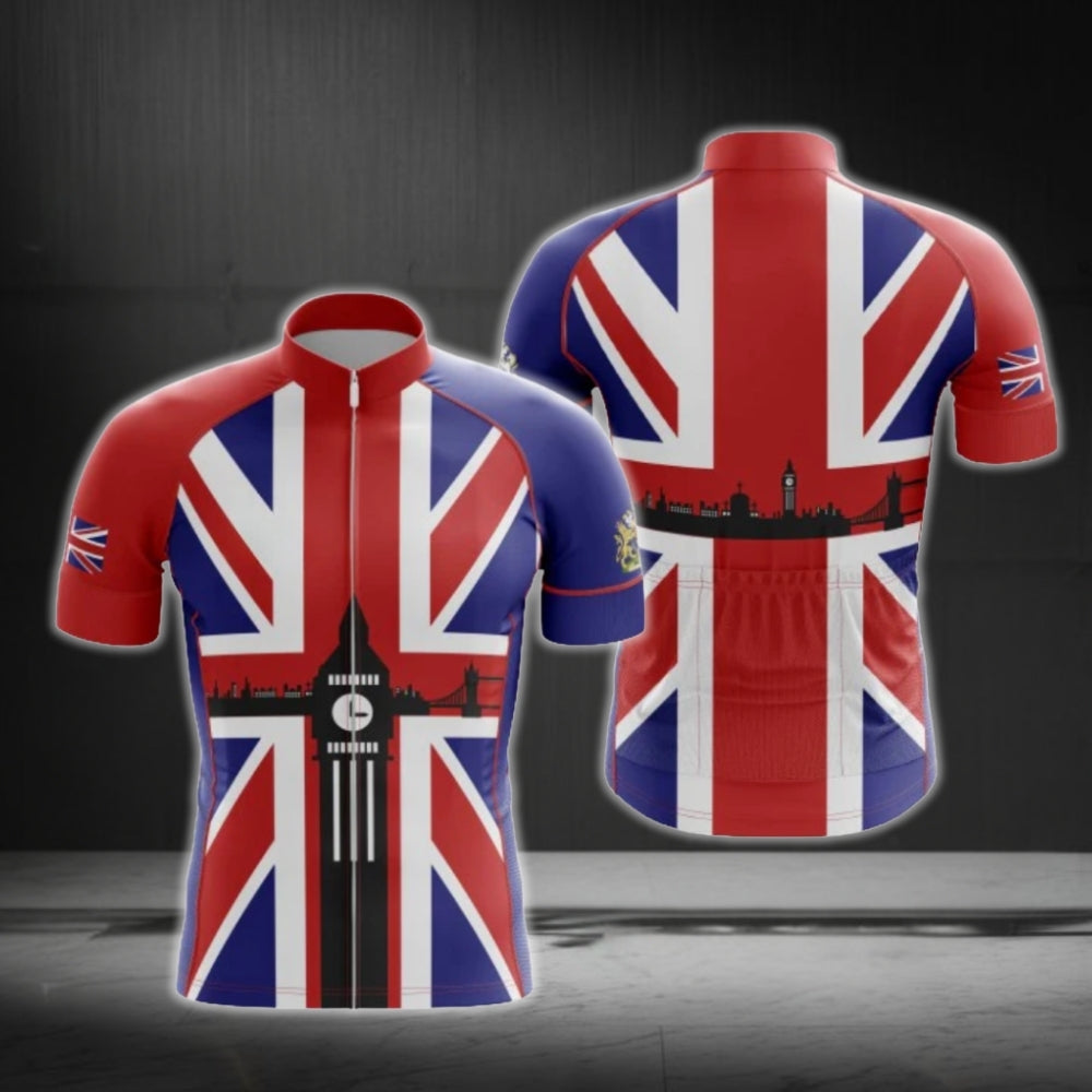 United Kingdom Flag Cycling Short Sleeve Jersey For Men, United Kingdom Cycling Jerseys CG0608