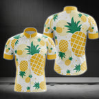 White And Yellow Pineapple Men Cycling Short Sleeve  Jersey, Pineapple Lovers Cycling Jerseys CG0456