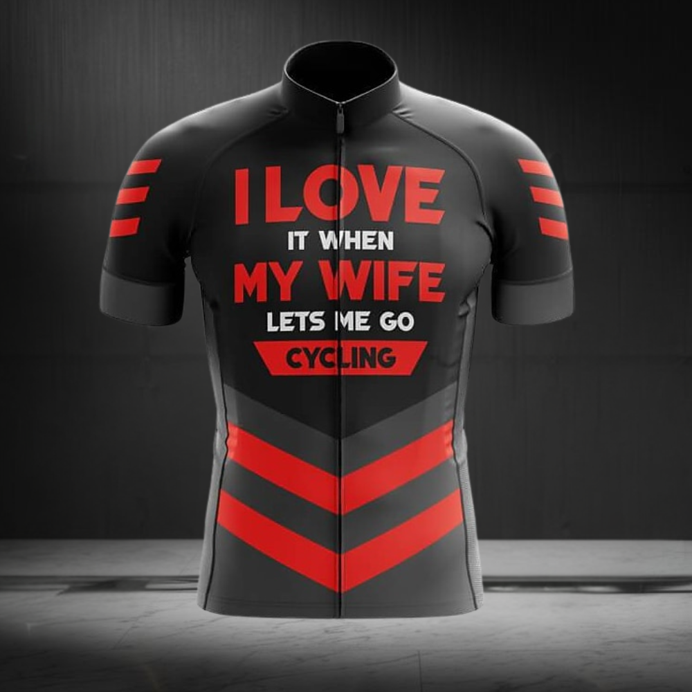 I Love It When My Wife Lets Me Go Cycling Men's Short Sleeve Cycling Jersey, Funny Cycling Jersey For Husband CZ0155