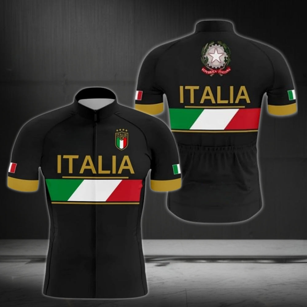 Italia Flag Men's Cycling Short Sleeve Jersey, Patriotic Italy Cycling Jersey CZ0025