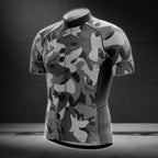 Grey Camo Short Sleeve Cycling Jersey For Mens, Camo Cycling Jerseys CG0007