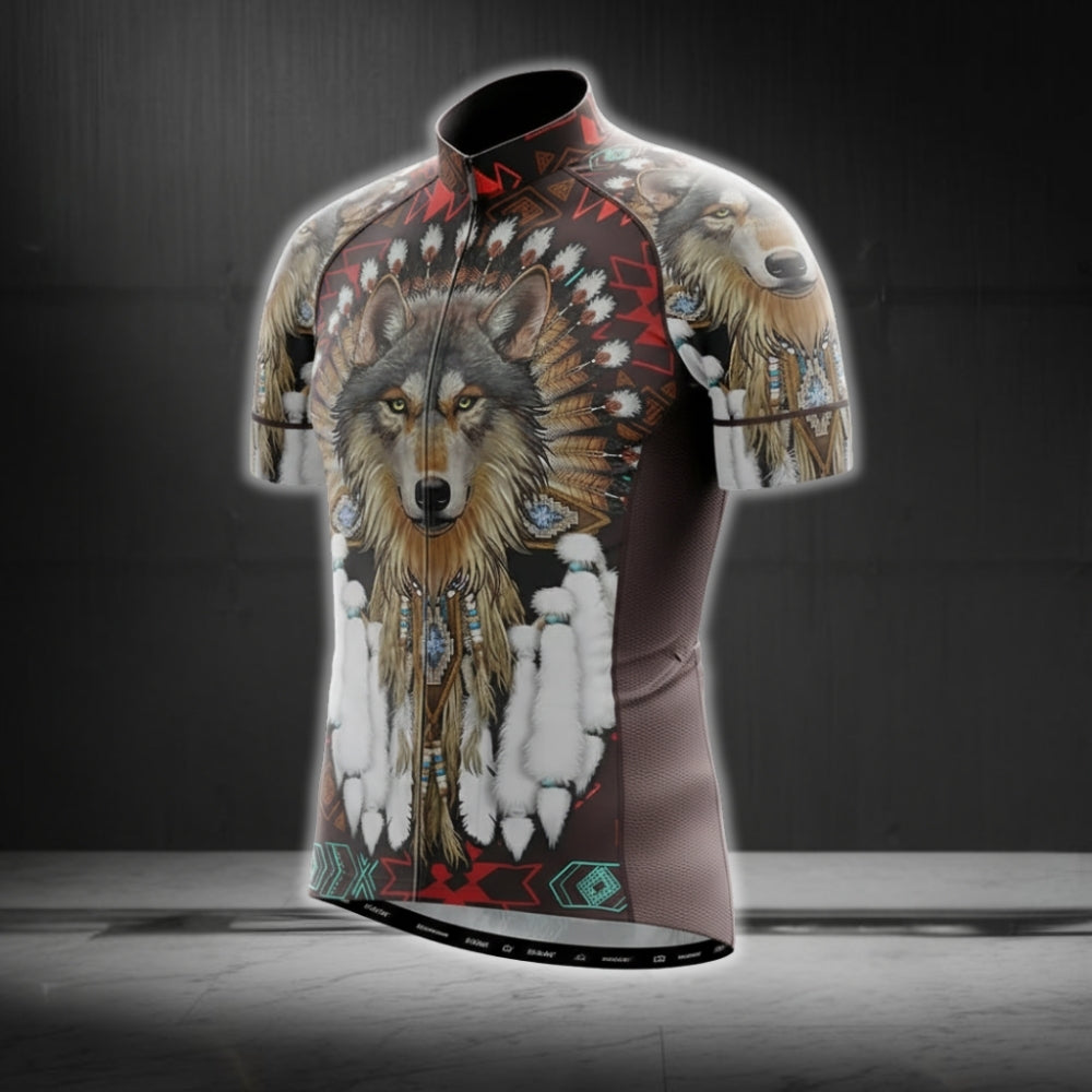 Wolf Native American Cycling Short Sleeve Men Jersey, Native American Cycling Jerseys CG0155