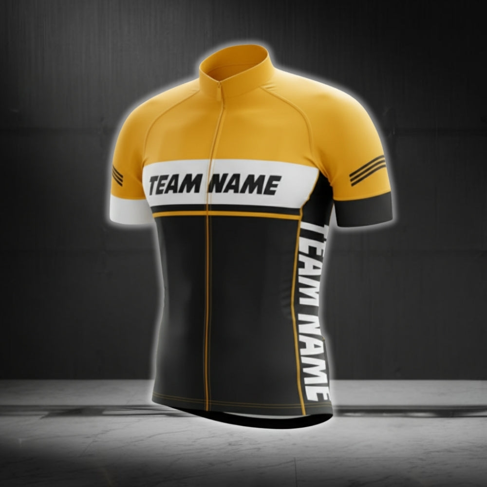 Custom Team Black Yellow Cycling Short Sleeve Jersey For Men, Custom Cycling Jerseys CG0504