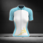 Music Note Sky Blue Cycling Short Sleeve Jersey For Laides, Music Cycling Jersey CG0867
