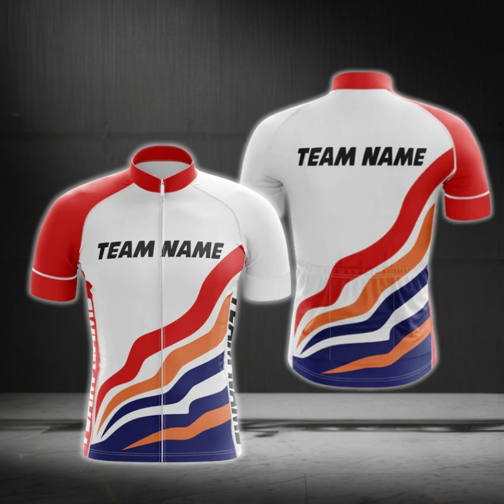 Custom Red And White Cycling Team Short Sleeve Jersey Mens, Custom Cycling Jerseys For Team CG0505