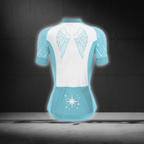 Music Note Sky Blue Cycling Short Sleeve Jersey For Laides, Music Cycling Jersey CG0867