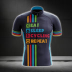 Eat Sleep Cycling Repeat Men's Short Sleeve Cycling Jersey, Funny Cycling Jerseys CG0282