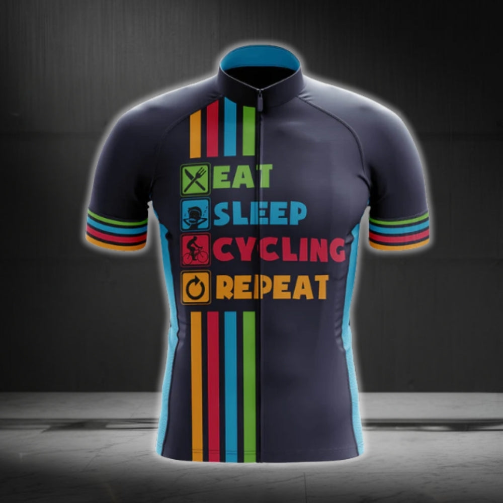 Eat Sleep Cycling Repeat Men's Short Sleeve Cycling Jersey, Funny Cycling Jerseys CG0282