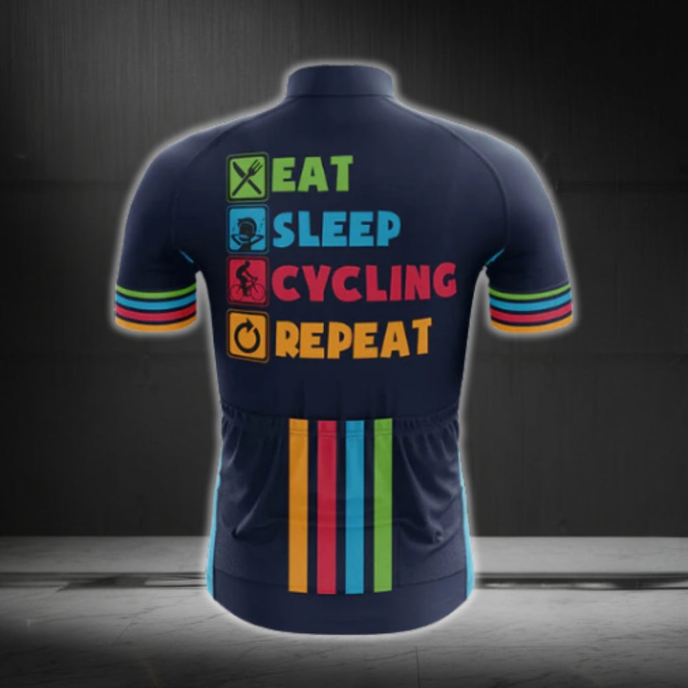 Eat Sleep Cycling Repeat Men's Short Sleeve Cycling Jersey, Funny Cycling Jerseys CG0282