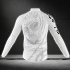 Ride Or Die Skull Men's White Cycling Long Sleeve Jersey For Men, Skull Cycling Jerseys CG0721