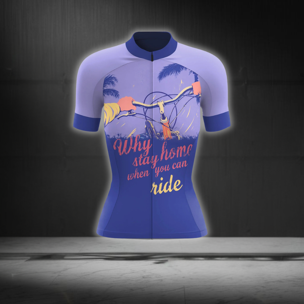 Why Stay Home When You Can Ride Cycling Short Sleeve Jersey Ladies, Fuuny Purple Cycling Jersey CG0868