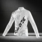 Ride Or Die Skull Men's White Cycling Long Sleeve Jersey For Men, Skull Cycling Jerseys CG0721