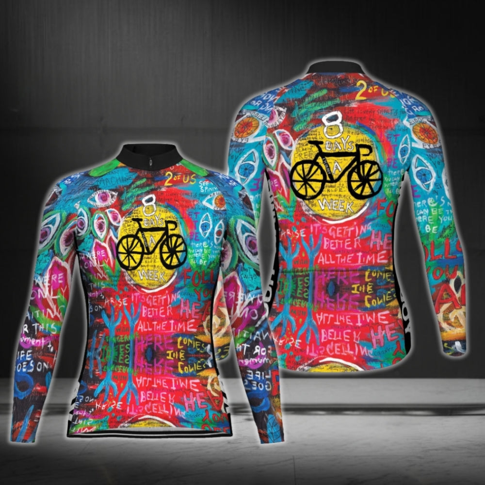 Custom Colorful Long Sleeve Cycling Jersey For Women, Custom Cycling Jersey For Ladies CG0669