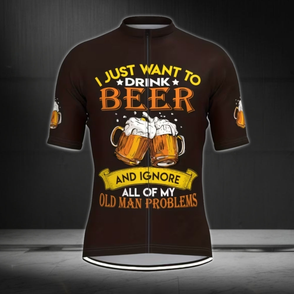 I Just Want To Drink Beer And Ignore All Of My Old Man Problems Cycling Short Sleeve Jersey For Mens, Beer Cycling Jerseys CE0003