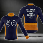Navy And Yellow Smile Cycling Long Sleeve Men Jersey, Cycling Jersey For Mens CG0723