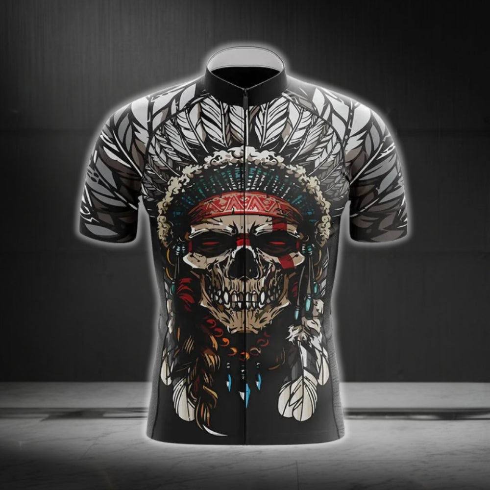 Skull Native American Cycling Short Sleeve Jersey Mens, Skull Native Pride Cycling Jerseys CG0156