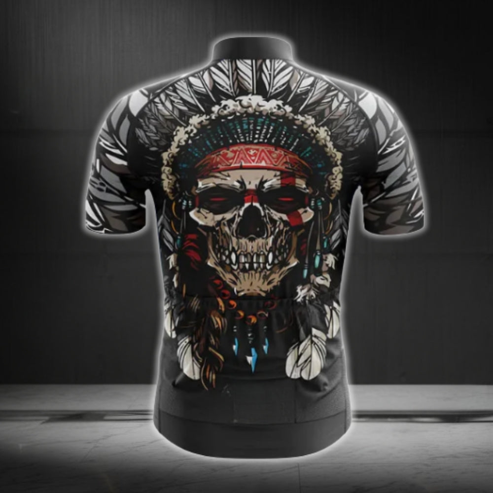 Skull Native American Cycling Short Sleeve Jersey Mens, Skull Native Pride Cycling Jerseys CG0156