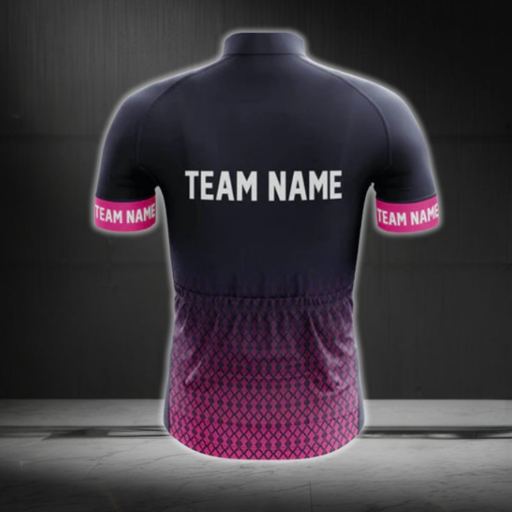 Custom Logo Black Pink Men's Short Sleeve Cycling Jersey For Team, Custom Team Cycling Jerseys CG0506
