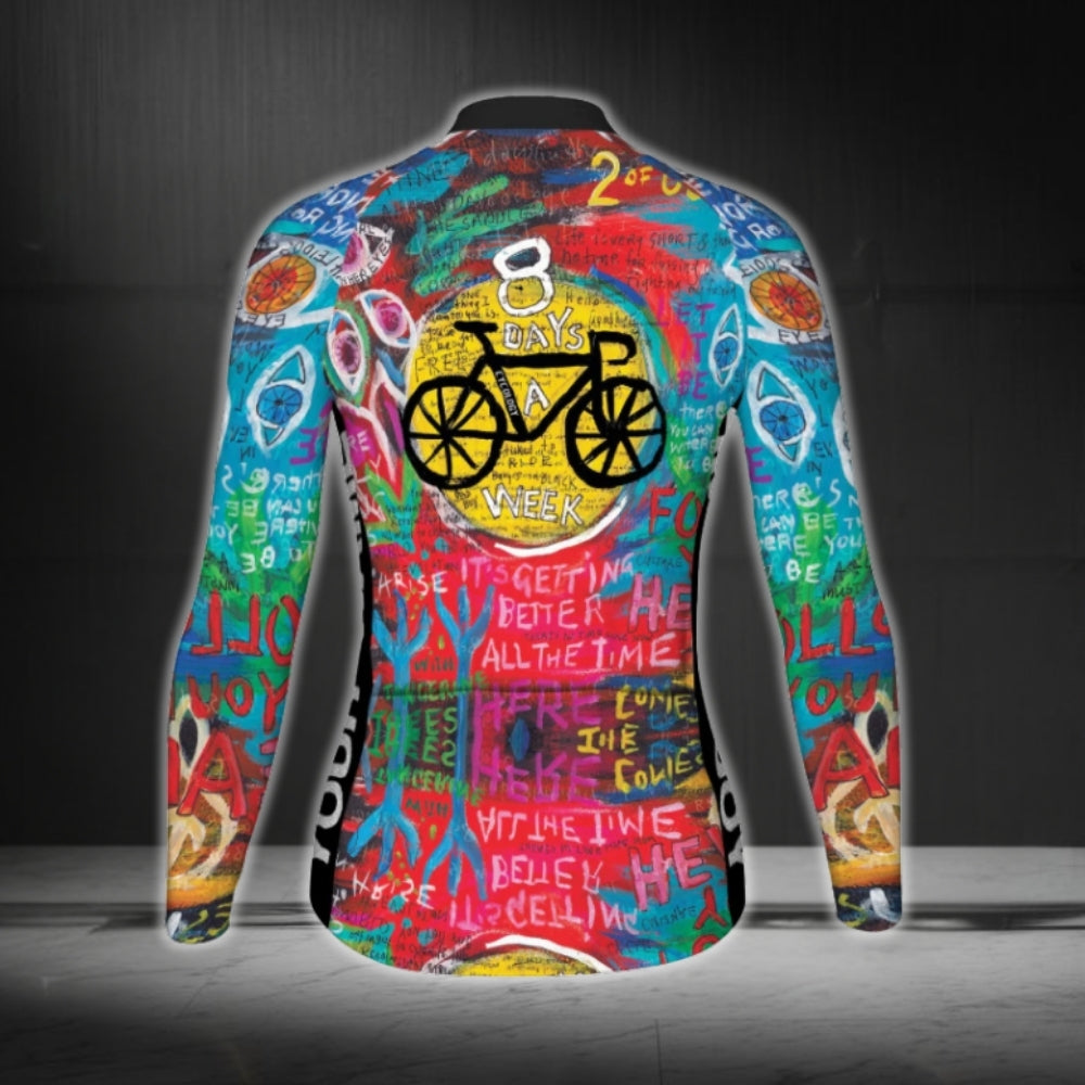 Custom Colorful Long Sleeve Cycling Jersey For Women, Custom Cycling Jersey For Ladies CG0669