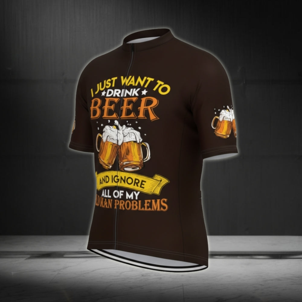 I Just Want To Drink Beer And Ignore All Of My Old Man Problems Cycling Short Sleeve Jersey For Mens, Beer Cycling Jerseys CE0003