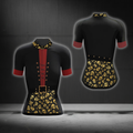 Golden Skull Cycling Short Sleeve Jersey For Laides, Skull Cycling Jersey CG0869