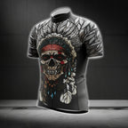 Skull Native American Cycling Short Sleeve Jersey Mens, Skull Native Pride Cycling Jerseys CG0156