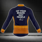 Navy And Yellow Smile Cycling Long Sleeve Men Jersey, Cycling Jersey For Mens CG0723