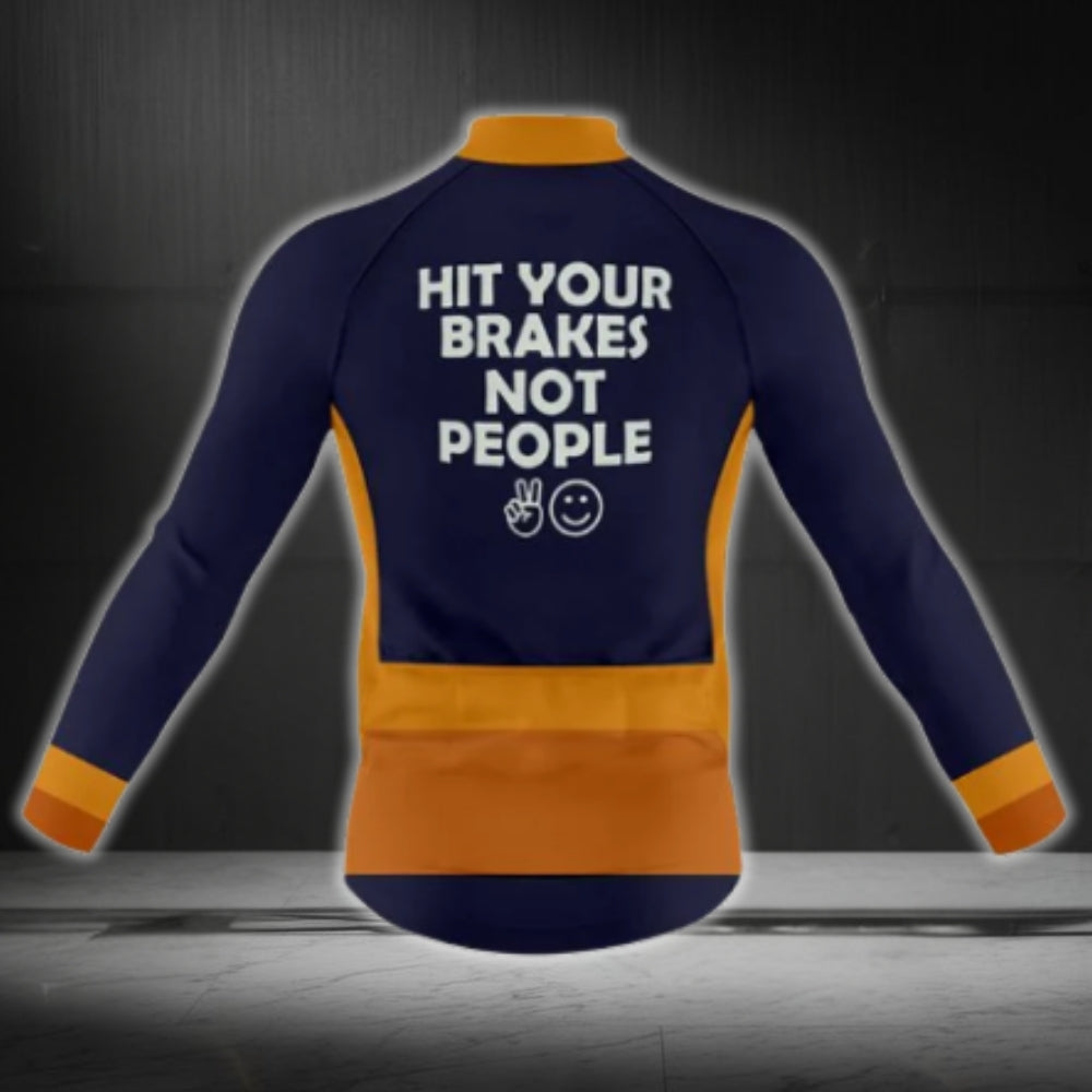 Navy And Yellow Smile Cycling Long Sleeve Men Jersey, Cycling Jersey For Mens CG0723