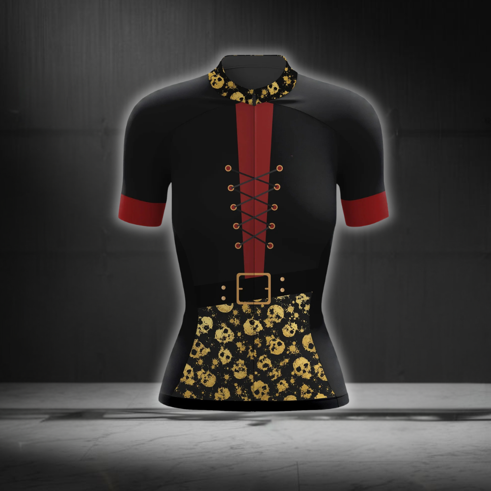 Golden Skull Cycling Short Sleeve Jersey For Laides, Skull Cycling Jersey CG0869