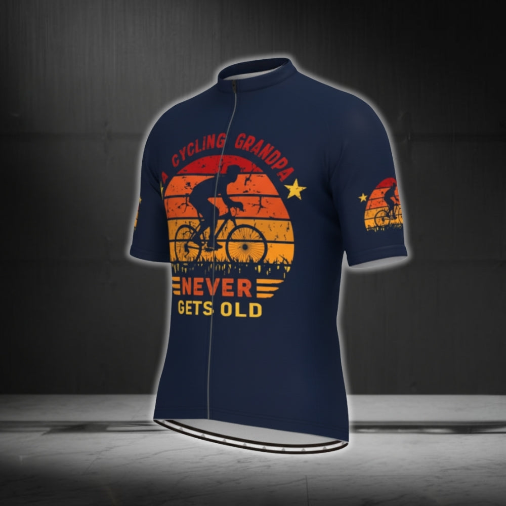 A Cycling Grandpa Never Gets Old Short Sleeve Men's Cycling Jersey, Funny Cycling Jerseys For Grandpa CG0355