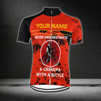 Never Underestimate A Grandpa With A Bicycle Custom Men's Cycling Short Sleeve Jersey, Custom Funny Grandpa Cycling Jersey CG0670