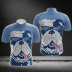 Blue And White Bulldog Cycling Short Sleeve Jersey Mens, Bulldog Cycling Jerseys CG0384