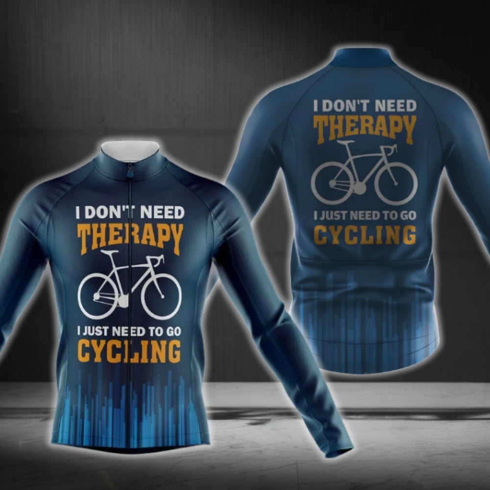 I Don't Need Therapy I Just Need To Go Cycling Men's Long Sleeve Cycling Jersey, Funny Cycling Jersey For Men CG0725