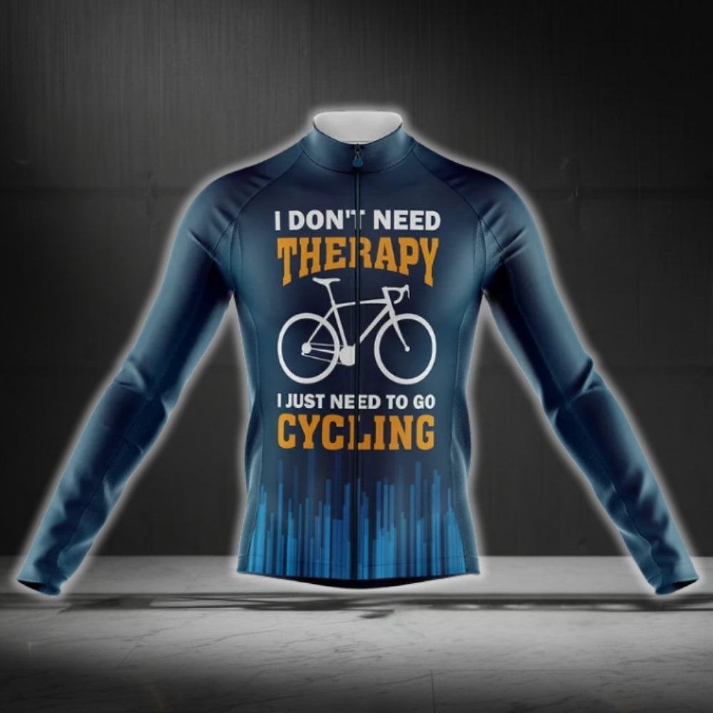 I Don't Need Therapy I Just Need To Go Cycling Men's Long Sleeve Cycling Jersey, Funny Cycling Jersey For Men CG0725