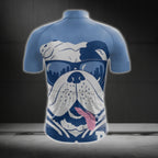 Blue And White Bulldog Cycling Short Sleeve Jersey Mens, Bulldog Cycling Jerseys CG0384