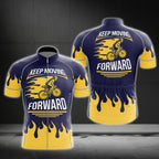 Keep Moving Forward Blue And Yellow Flame Cycling Short Sleeve Jersey For Mens, Men's Cycling Jerseys CG0285
