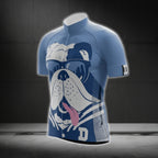 Blue And White Bulldog Cycling Short Sleeve Jersey Mens, Bulldog Cycling Jerseys CG0384