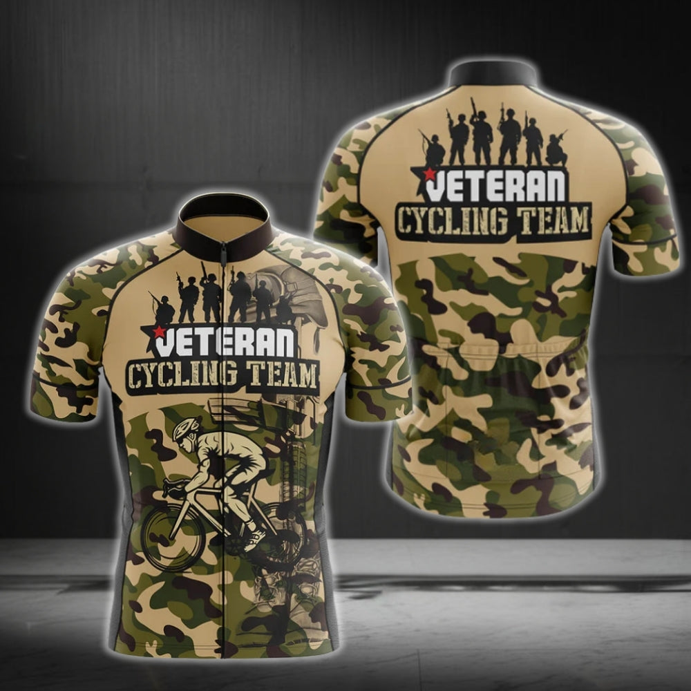 Veteran Cycling Team Camouflage Short Sleeve Cycling Jersey For Men, Camo Veteran Cycling Jerseys CG0159