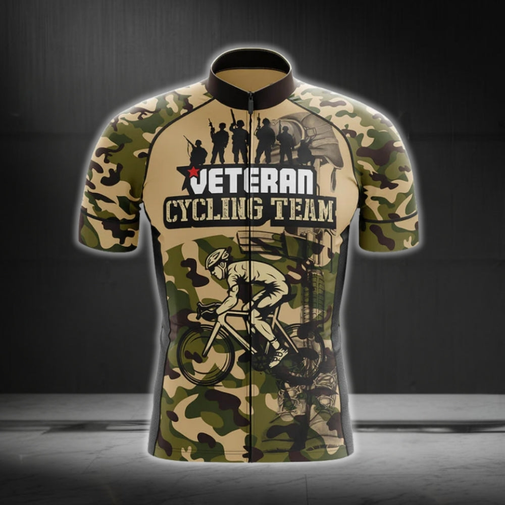 Veteran Cycling Team Camouflage Short Sleeve Cycling Jersey For Men, Camo Veteran Cycling Jerseys CG0159