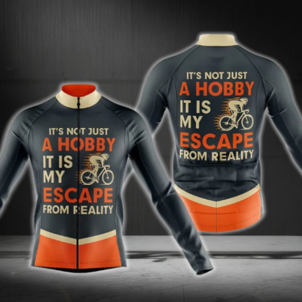 It's Not Just A Hobby It Is My Escape From Reality Long Sleeve Cycling Jersey For Men, Men's Cycling Jerseys CG0726