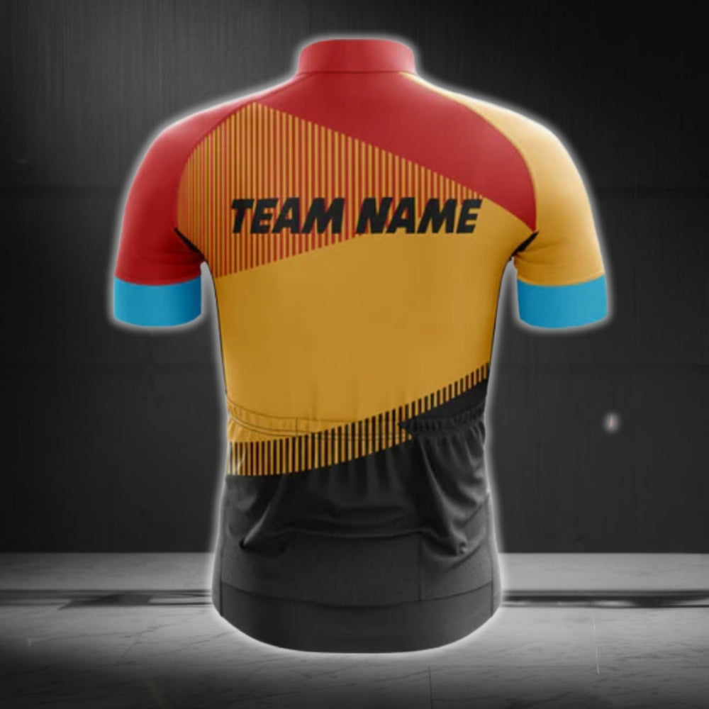 Custom Red And Yellow Cycling Team Short Sleeve Jersey For Men, Custom Team Cycling Jerseys CG0509