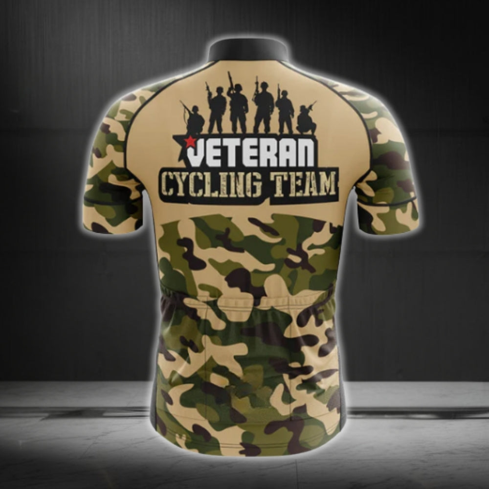 Veteran Cycling Team Camouflage Short Sleeve Cycling Jersey For Men, Camo Veteran Cycling Jerseys CG0159