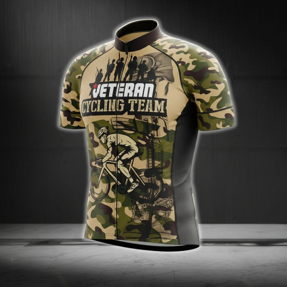 Veteran Cycling Team Camouflage Short Sleeve Cycling Jersey For Men, Camo Veteran Cycling Jerseys CG0159