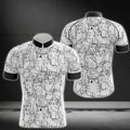 Black And White Cat Cycling Short Sleeve Jersey For Mens, Cat Lovers Cycling Jerseys CG0012